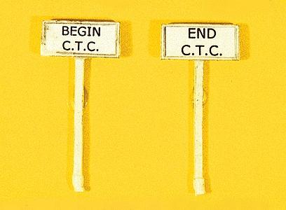 JL Innovative Design 838 HO Scale Custom Railroad Right-of-Way Signs -- Begin/End CTC pkg(2)