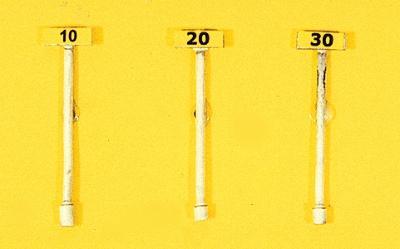 JL Innovative Design 841 HO Scale Custom Railroad Right-of-Way Signs -- Slow Speed Signs 10, 20 & 30MPH - Rectanglar Style pkg(3)