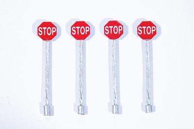 JL Innovative Design 851 HO Scale Custom Railroad Right-of-Way Signs -- Stop Sign (red) pkg(4)