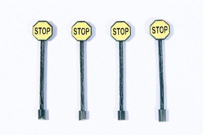 JL Innovative Design 852 HO Scale Custom Railroad Right-of-Way Signs -- Stop Sign (yellow, Pre-1958) pkg(4)