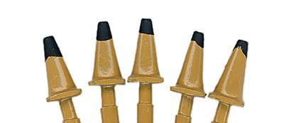 JL Innovative Design 897 HO Scale Custom Highway Cones -- 1950s (Mustard Yellow w/Black Tops) pkg(5)