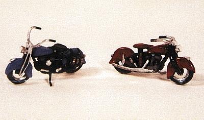 JL Innovative Design 902 HO Scale Classic 1947 Motorcycle 2-Pack - Kit -- 1 Stock, 1 w/Saddlebags