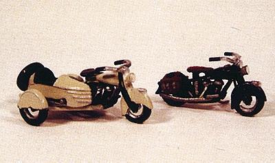 JL Innovative Design 904 HO Scale Motorcycles - Classic 1947 Model 2-Pack -- 1 w/Saddlebags, 1 w/Sidecar