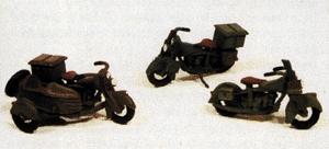JL Innovative Design 907 HO Scale Unfinished Cast Motorcycles -- Classic US Military Motorcycles
