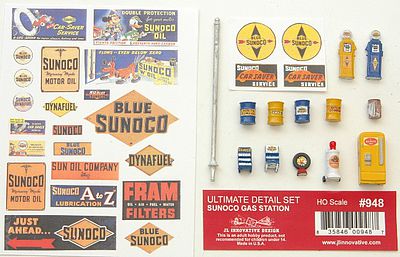 JL Innovative Design 948 HO Scale Decorated Ultimate Detail Set -- Flying A Gas Station