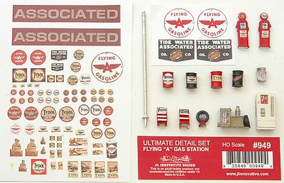 JL Innovative Design 949 HO Scale Gas Station Detail Set -- Flying A Gasoline