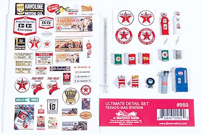 JL Innovative Design 950 HO Scale Decorated Ultimate Detail Set -- Texaco Gas Station