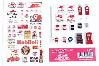 JL Innovative Design 952 HO Scale Decorated Ultimate Detail Set -- Mobil Gas Station