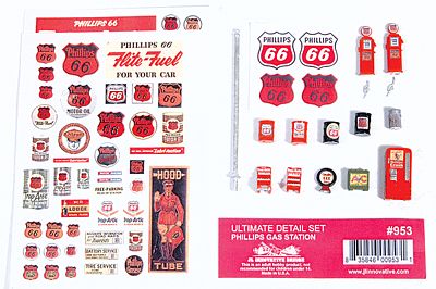 JL Innovative Design 953 HO Scale Decorated Ultimate Detail Set -- Phillips 66 Gas Station