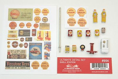 JL Innovative Design 954 HO Scale Decorated Ultimate Detail Set -- Shell Gas Station