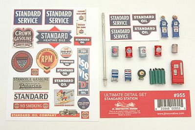 JL Innovative Design 955 HO Scale Decorated Ultimate Detail Set -- Standard Gas Station
