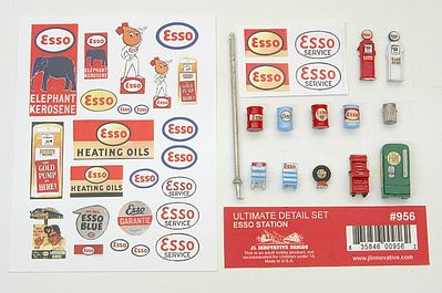 JL Innovative Design 956 HO Scale Decorated Ultimate Detail Set -- Esso Gas Station