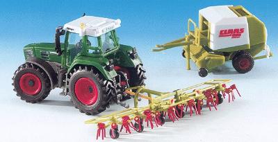 Kibri 12233 HO Scale Farm Equipment - Tractor - Fendt -- Includes CLAAS Hay Raker & Baler