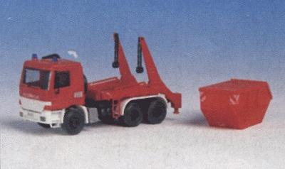 Kibri 18268 HO Scale Emergency - Fire Dept. Vehicles - Mercedes -- Actros 3-Axle Dumpster Carrrier w/Dumpster