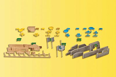 Kibri 36694 Z Scale Fountain & Park Accessories Set (Benches, Tables, Wall)
