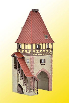 Kibri 38470 HO Scale Timber-Framed Tower w/Gate -- Kit - 3-15/16 x 3-1/8 x 8-1/4" 10 x 8 x 21cm