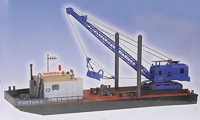 Kibri 39156 HO Scale Working Pontoon w/Excavator -- 29 x 9 x 6cm ...