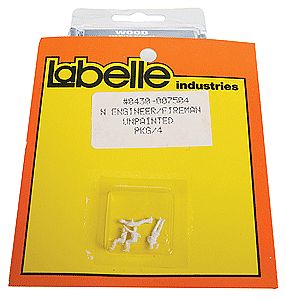 Labelle Industries 7504 N Scale Steam-Era Engineer & Fireman Set (Unpainted) -- 1 Each: Waving, Sitting, Slouching & Leaning