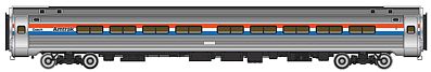 Walthers Proto 920-11203 HO Scale 85' Amfleet I 84-Seat Coach - Ready To Run -- Amtrak(R) (Phase III, equal red, white, blue stripes)