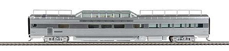 Walthers Proto 920-9608 HO Scale 85' Pullman-Standard Pleasure Dome Bar Lounge - Ready to Run -- Santa Fe (Real Metal Finish w/decals)