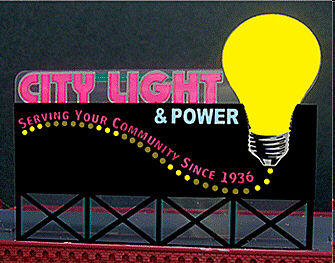 Miller Engineering 9282 N Scale City Light & Power Animated Neon Billboard -- 2-1/2 x 1-7/8"  6.4 x 4.7cm