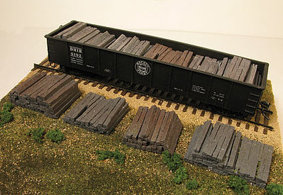 Monroe Models 2108 HO Scale Used Wood Railroad Tie Stacks