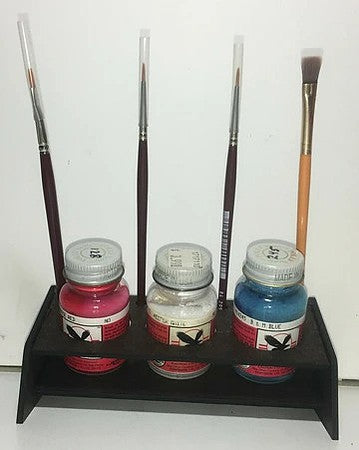Motrak Models 52008 All Scale Medium 3 Paint Bottle Holder - Kit -- With Holes for 4 Brushes - Fits Floquil and Similar Bottles