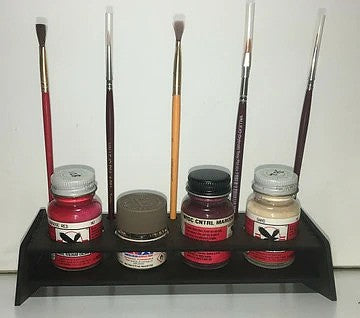 Motrak Models 52009 All Scale Medium 4 Paint Bottle Holder - Kit -- With Holes for 5 Brushes - Fits Floquil and Similar Bottles