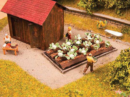 Noch 13216 HO Scale Garden Plot - Assembled - Deco Minis -- 16 Cauliflower Plants