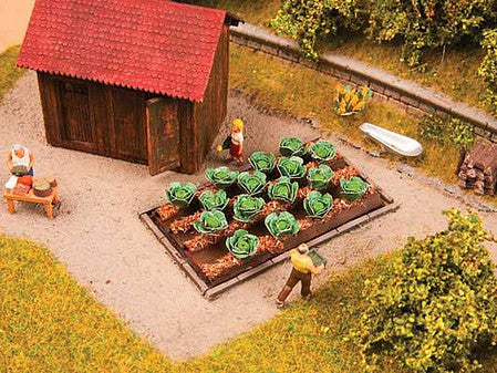 Noch 13217 HO Scale Garden Plot - Assembled - Deco Minis -- 16 White Cabbage Plants