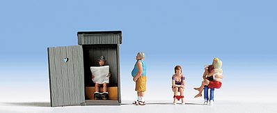 Noch 15560 HO Scale Figures & Outhouse -- pkg(5)