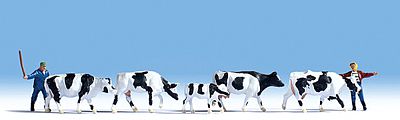 Noch 15724 HO Scale Cows -- 5 Cows, 2 Herders