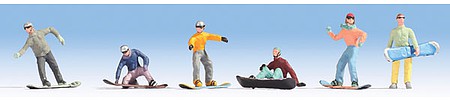 Noch 15826 HO Scale Recreation & Sports -- Snowboarders pkg(6)