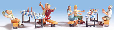 Noch 15832 HO Scale Beer Garden Figures w/Tables & Benches -- pkg(6)