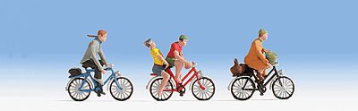 Noch 15898 HO Scale Cyclists -- 4 People & 3 Bicycles