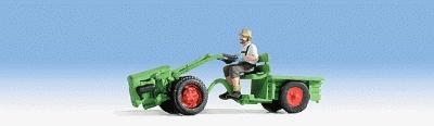 Noch 16750 HO Scale Farm Machinery -- Two Wheel Tractor w/Figure (green)