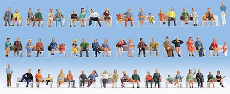 Noch 18402 HO Scale Sitting People -- Mega Set of 60