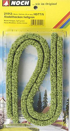 Noch 21512 All Scale Hedges - 19-5/8" 50cm Long -- Light Green - 5/8 x 3/8" 1.5 x .8cm pkg(2)