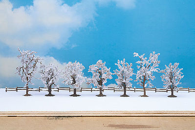 Noch 25075 HO Scale Winter Deciduous Trees w/Snow -- 3-1/8 TO 3-15/16" 7.9 to 10cm pkg(7)