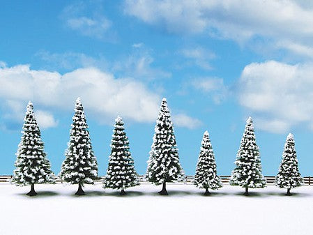 Noch 25087 All Scale Snow-Covered Fir Trees -- 3-1/8 - 4-3/4" 8-12cm pkg(7)