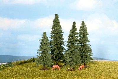 Noch 25432 All Scale Fir Trees -- 1-9/16 to 3-1/8" 4 - 8cm pkg(4)