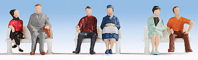 Noch 38130 N Scale Economy Seated People -- Set #1 pkg(6)
