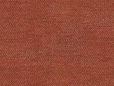 Noch 56610 HO Scale 3-D Printed Cardstock Texture Sheet -- Red Brick 9-13/16 x 4-15/16" 25 x 12.5cm