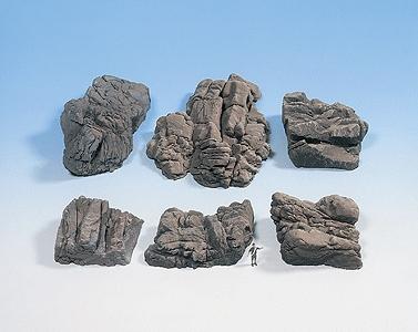 Noch 58452 HO Scale Molded Foam Rock Pieces -- Sandstone pkg(6)