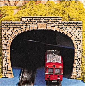 Noch 60020 HO Scale Double Track Tunnel Portal -- Cut Stone - Tan