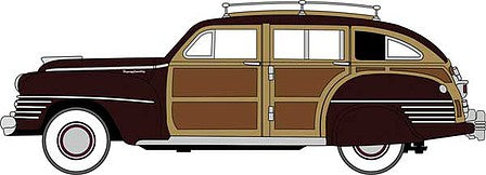 Oxford Diecast 87CB42001 HO Scale 1942 Chrysler Town and Country Station Wagon - Assembled -- Regal Maroon Woody