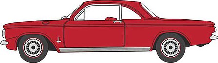 Oxford Diecast 87CH63002 HO Scale 1963-1970 Chevrolet Corvair Coupe - Assembled -- Riverside Red