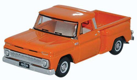 Oxford Diecast 87CP65002 HO Scale 1965 Chevrolet Stepside Pickup Truck - Assembled -- Orange