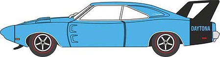 Oxford Diecast 87DD69004 HO Scale 1969 Dodge Charger Daytona - Assembled -- Bright Blue, Black