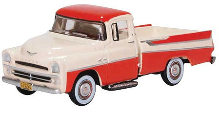 Oxford Diecast 87DP57001 HO Scale 1957 Dodge D100 Sweptside Pick Up Truck - Assembled -- Tropical Coral, Ivory